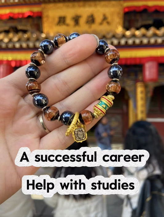 Glazed black porcelain and glazed bracelet from Mount Wutai