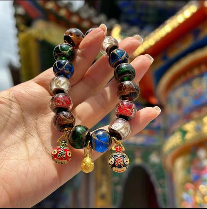 Mount Wutai incense ash glazed multi-treasure money-swallowing beast bracelet